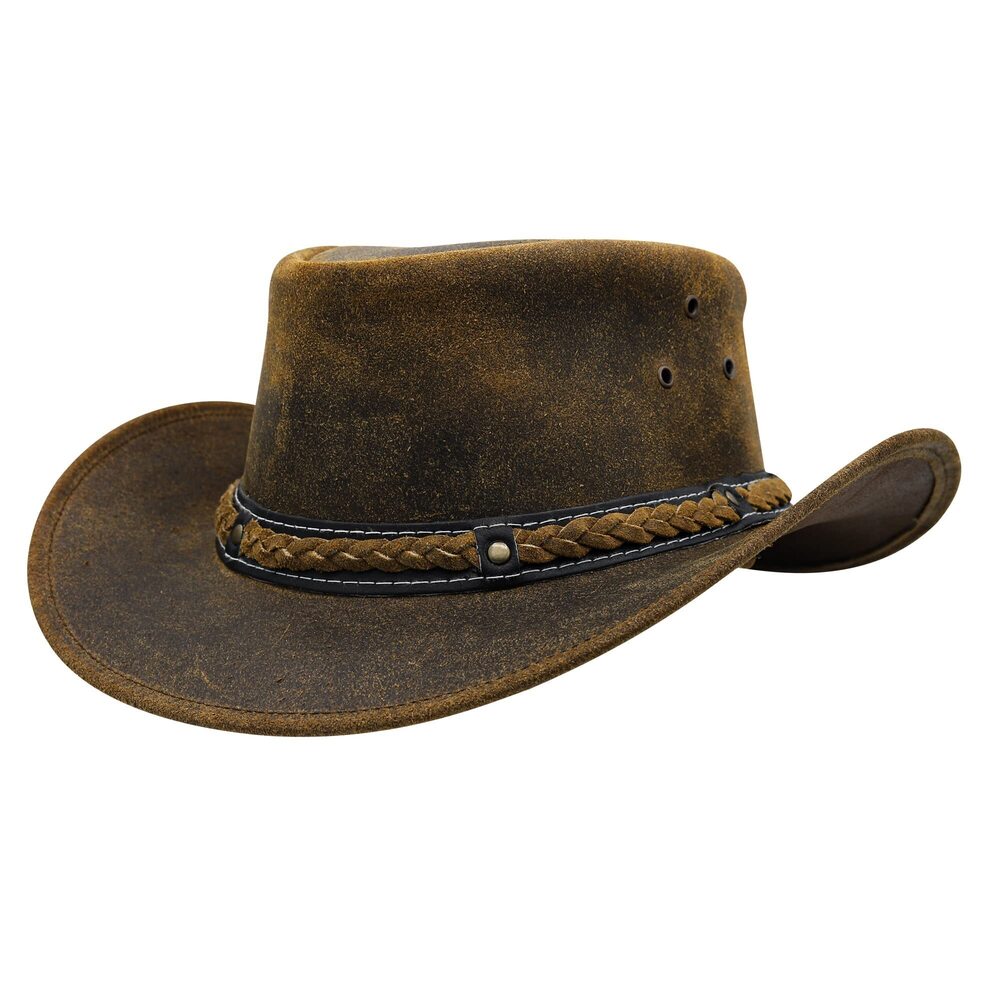 8118 Australian Leather Cowboy Hat Bush Aussie Style Summer Western Outback